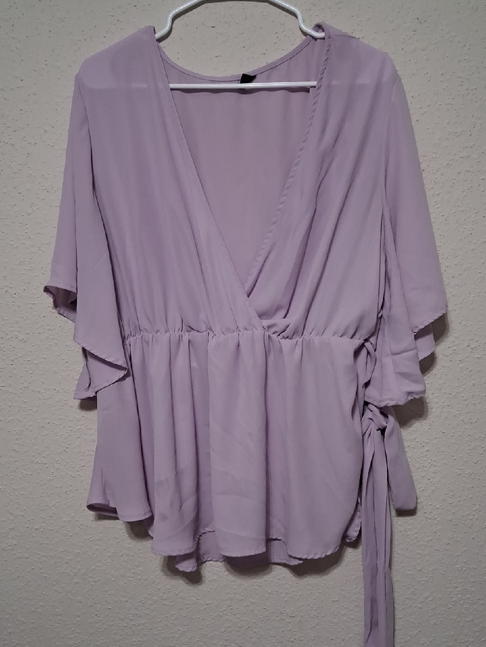 SHEIN Lavender Wrap Peplum Blouse - Light Purple
